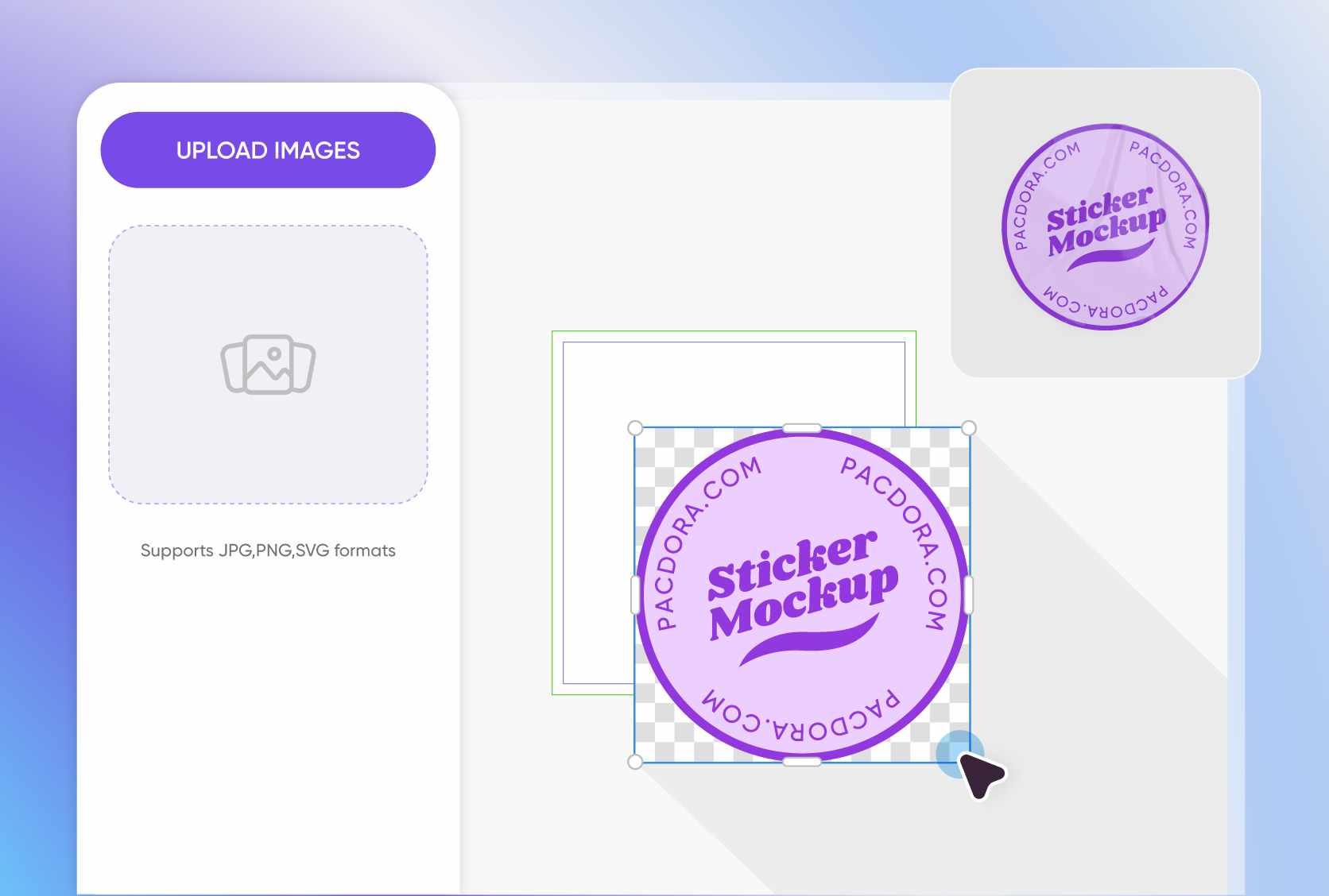Upload your unique sticker mockup designs