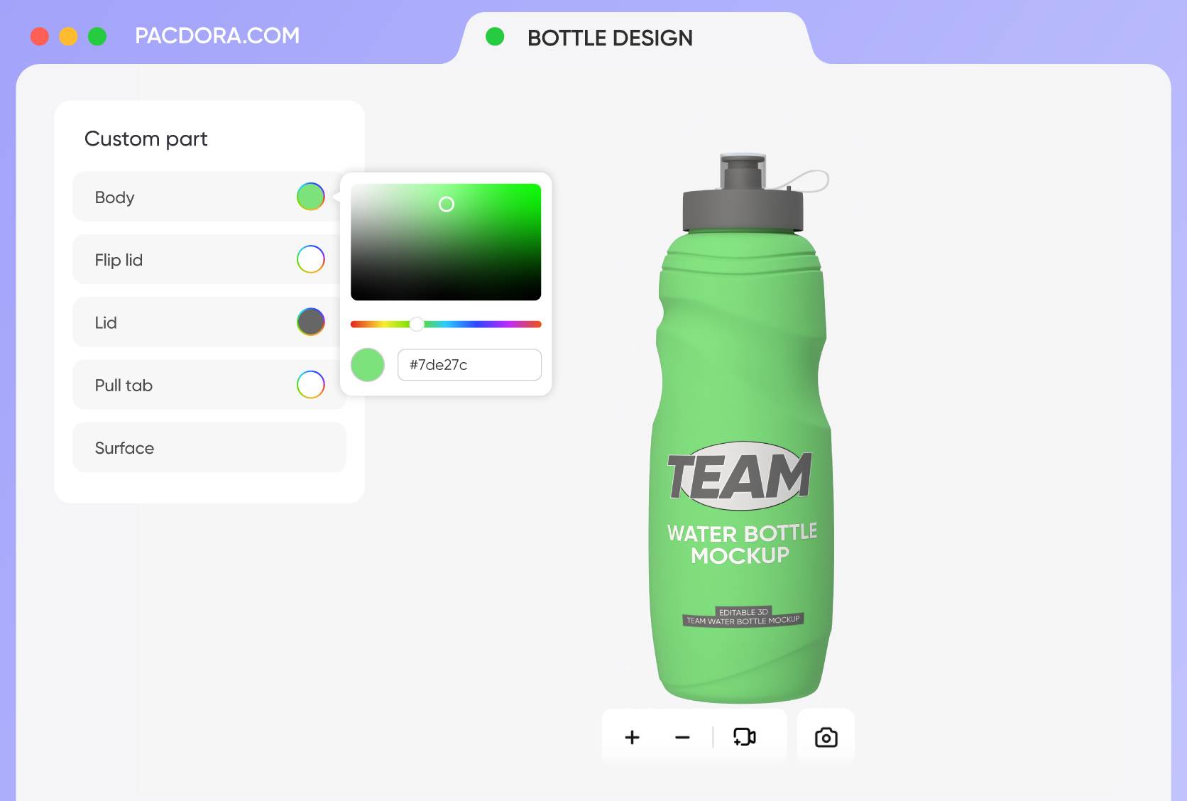 Define the bottle's visual tone with color