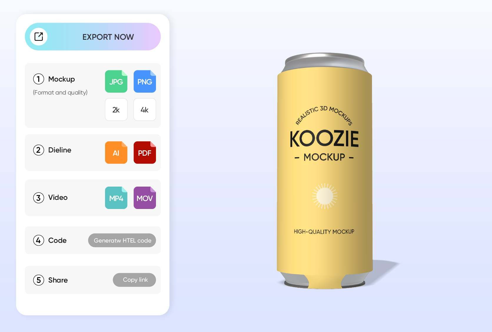 Quick export in high-quality formats