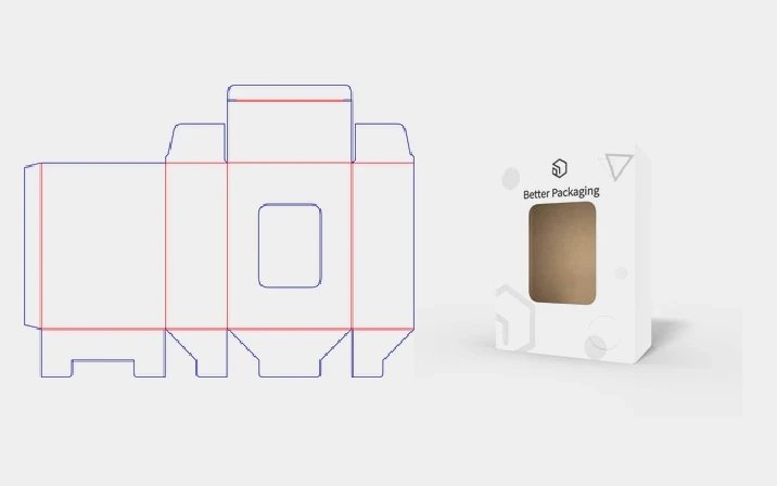 Tray box with window template