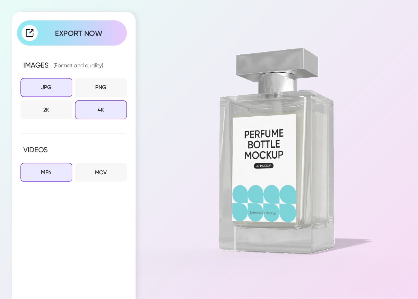 Export your perfume bottle mockup