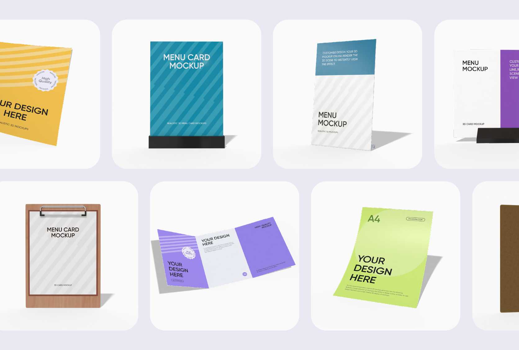 Choose popular drinks menu mockup styles